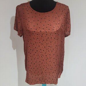 Kaffe Women's KAanja Lightweight Short Sleeve Polka Dot Blouse 6 Brown Black